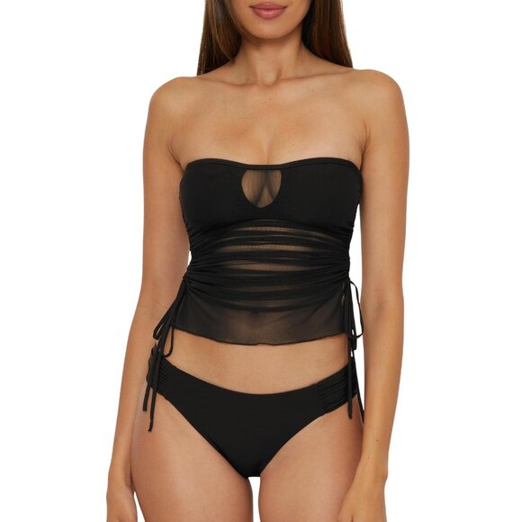 Becca Womens Standard Muse Bandeau Tankini Swim Top 733557 Black L - Picture 10 of 13